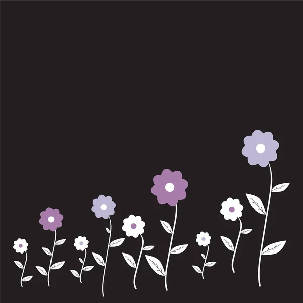 sevimli çizgi çiçek siyah arka plan üzerine