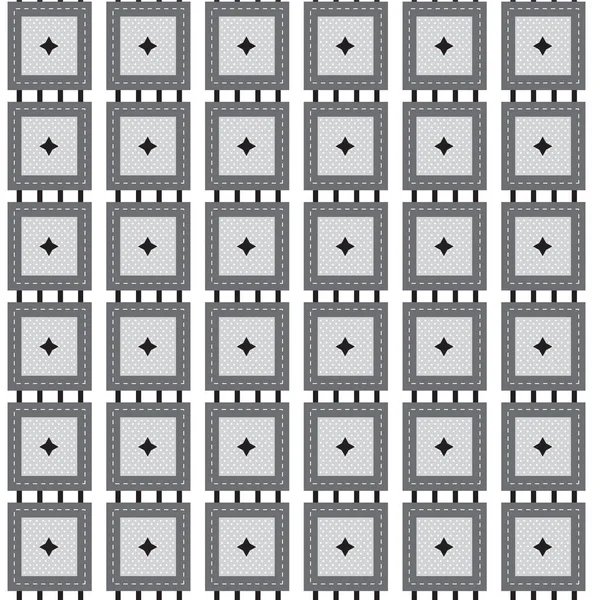 Silberton Quadrat mit schwarzem Stern und weißem Punkt verstreut insi — Stockvektor