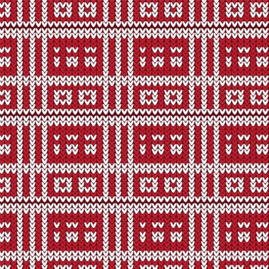 Kırmızı ve beyaz çizgili çerçeve nokta çizgi ve kare içinde ile örme