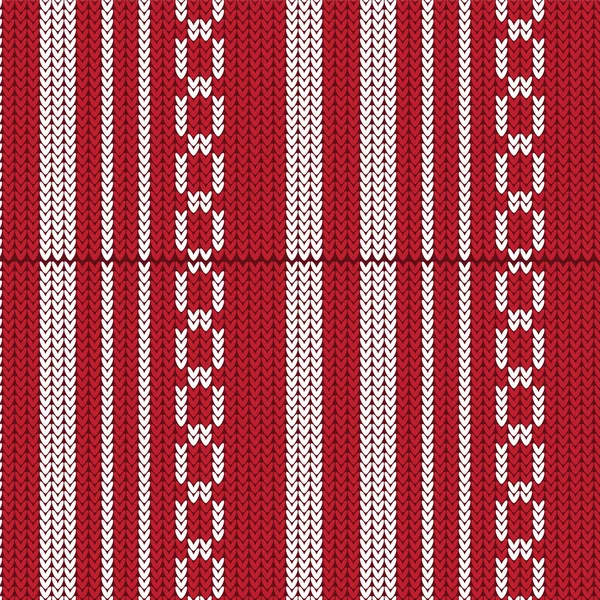 Röda och vita vertikala randig med väva form stickade mönster — Stock vektor