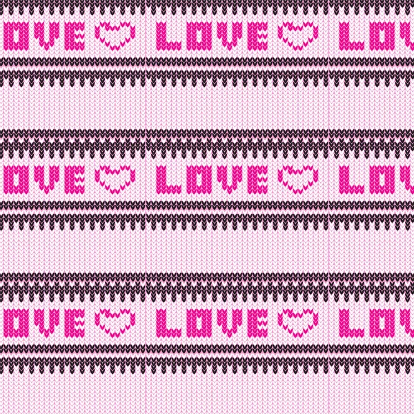 Corazón de amor rosa con blanco y negro rayas patrón de punto bac — Archivo Imágenes Vectoriales