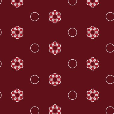 Kırmızı ve beyaz örgü çiçek daire desen arka plan ile