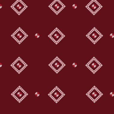 Kırmızı ve beyaz daire p ile kare örgü kırmızı ve Beyaz elmas