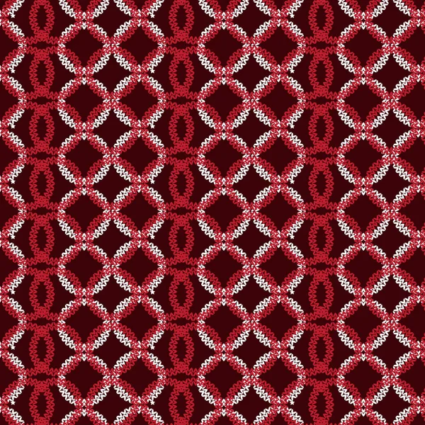 Círculo vertical vermelho e branco sobreposto padrão de tricô backgr — Vetor de Stock