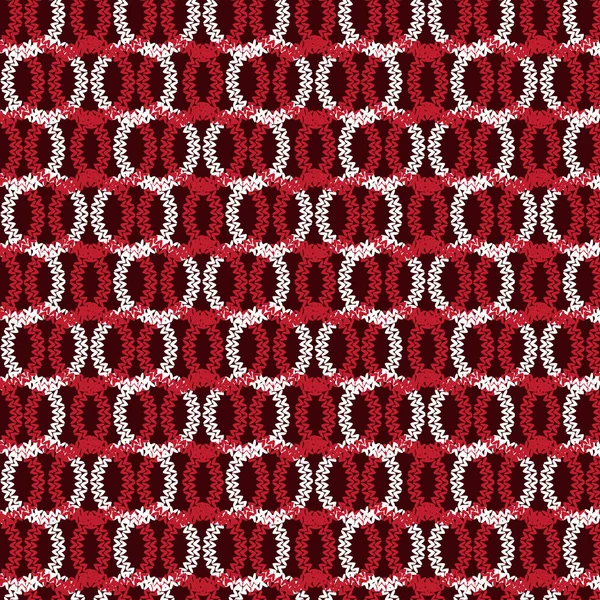 Kırmızı ve beyaz yatay daire örtüşen örgü modeli geri