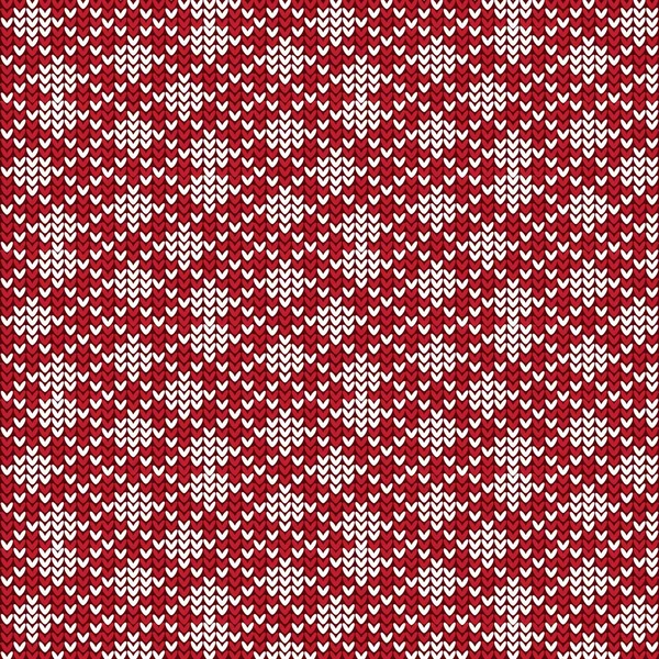 Rojo y blanco a rayas diagonales con forma de diamante tejer patte — Vector de stock