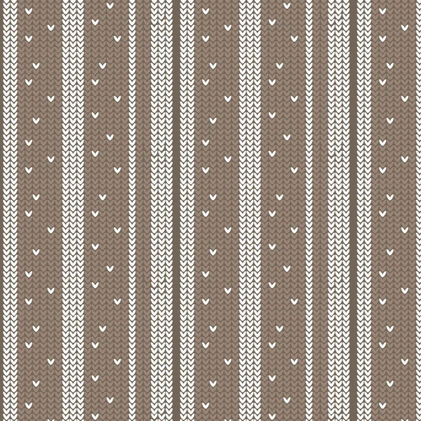 Nuance marron et rayures verticales blanches avec motif point tricot — Image vectorielle