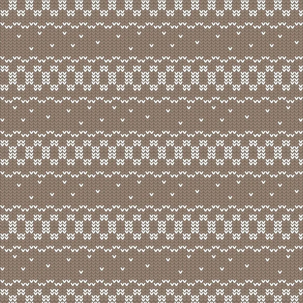 Brun och vit cirkel loop och svängda stripe med spot knittin — Stock vektor