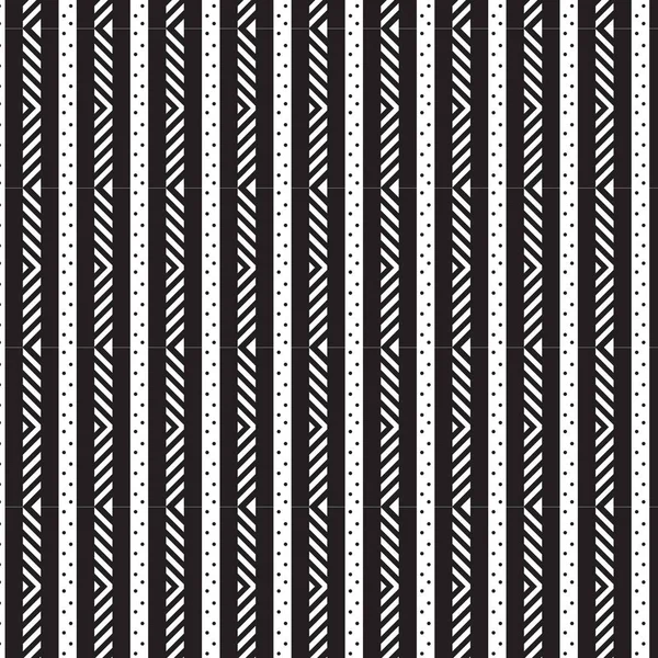 흑인과 백인 폴카 도트 세로 쉐 브 론 라인 패 트와 줄무늬 — 스톡 벡터