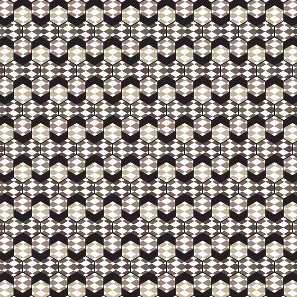 Vit brun diamant släpper hexagon mönster svart ram bakgrunden — Stock vektor