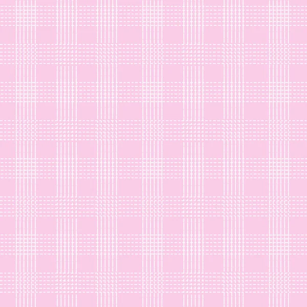 Bílá přerušovaná čára mřížky vzor pastelově růžové pozadí — Stockový vektor