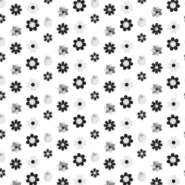 siyah ve gümüş gölge karışımı çiçek stilleri desen arka plan