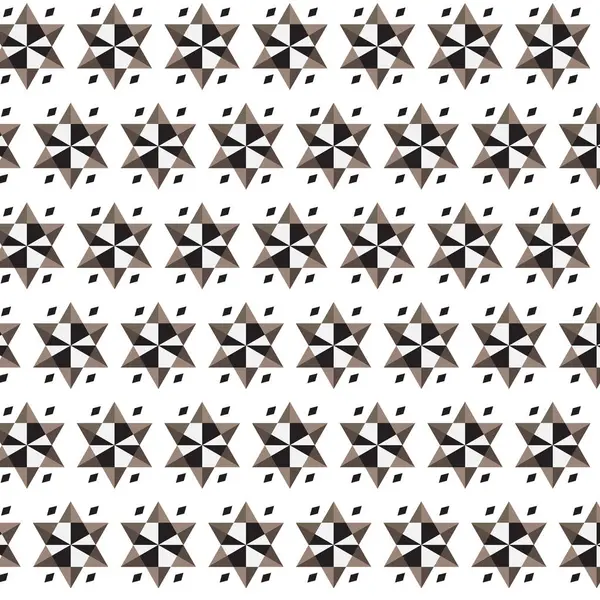 Noir blanc brun étoile avec petit rectangle rayé motif arrière-plan — Image vectorielle