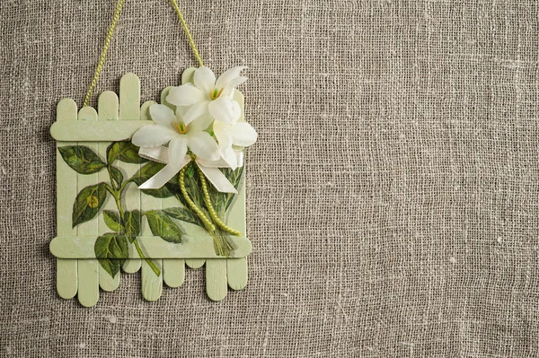 Fondo de lino con decoración de la boda — Foto de Stock