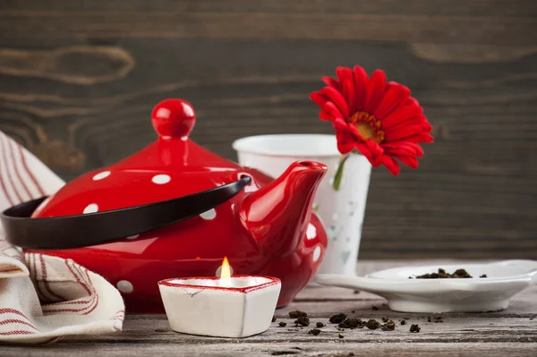 Thé rouge à pois, feuilles de thé — Photo