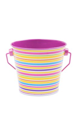 Renkli çizgili pembe sarı mavi mor kova