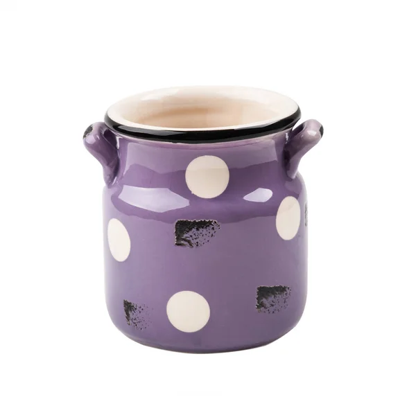 Purple rustic old enamel mug — Stock Photo, Image