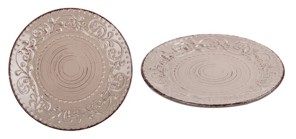 Placa cerámica marrón aislada sobre fondo blanco —  Fotos de Stock