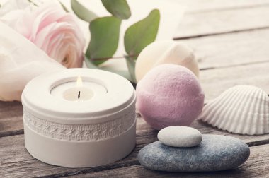 Eski ahşap arka plan banyo bombaları