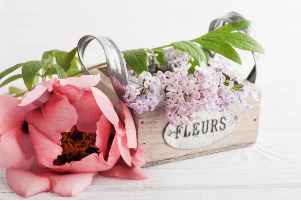 Flores de lila en la caja de primer plano —  Fotos de Stock