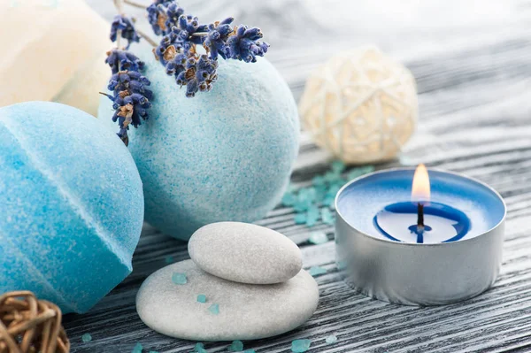 SPA composition with bath bombs — Stock Photo, Image