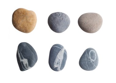 Six oval colored pebbles  clipart
