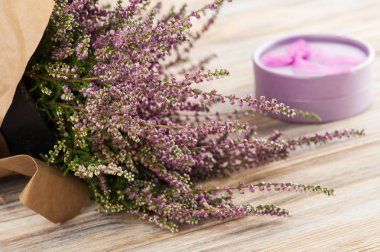Pembe heather pot, mor hediye