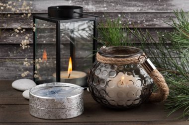 Mumlar, vintage panjurlar ile gümüş Hediyelik 