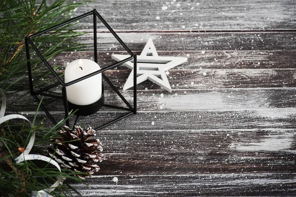 Christmas tree and candle — Stock Photo, Image