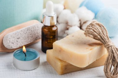 sabun, mavi bomba, pamuk çiçek