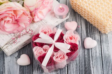 Spa ile gül, banyo sabunu ayarla