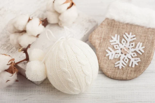 Christmas knitted ball, decoration — Stock Photo, Image