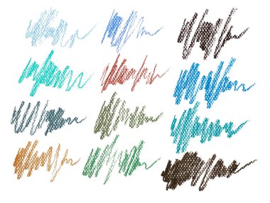 Tasarım ve vurgulama için pastel tonlu kalem çizgileri. El çizimi vuruşlar beyaza izole edilmiş