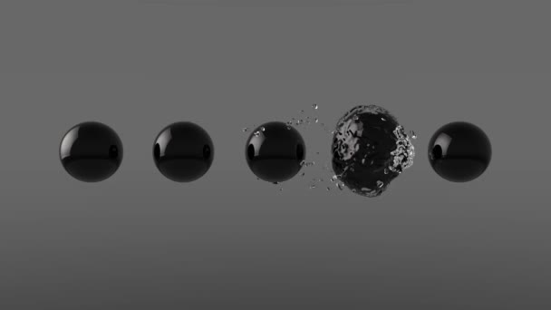 Orbe Agua Envuelve Esferas Negras Agua Envuelve Maravillosamente Las Esferas — Vídeos de Stock