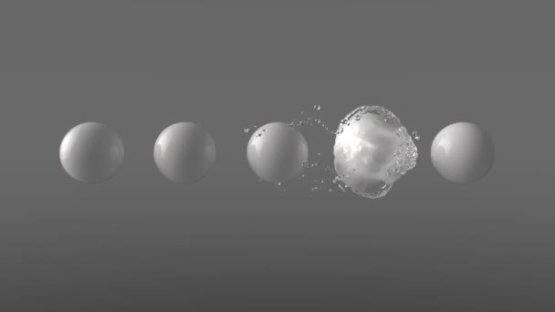 Wasserkugeln Umhüllen Weiße Kugeln Wasser Hüllt Sich Reihum Weiße Kugeln — Stockvideo