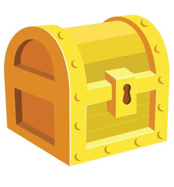 Beyaz arkaplana karşı bir altın sandığın vektör çizimi