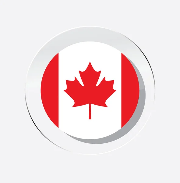 Paese Canadese Bandiera Cerchio Icona Con Sfondo Bianco — Vettoriale Stock