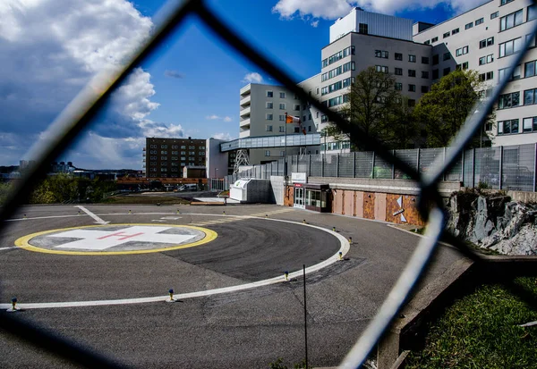 Helipuerto Hospital Emergencia Sdersjukhuset Estocolmo Suecia — Foto de Stock