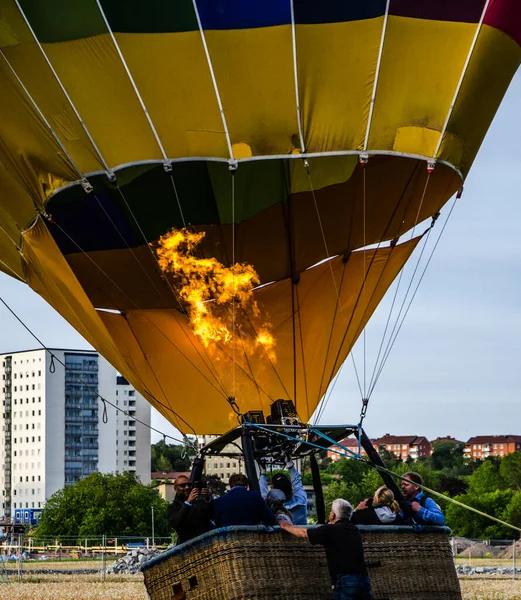 Hot Air Balloon Preparing Take Field Stockholm Sweden — Stock Photo, Image