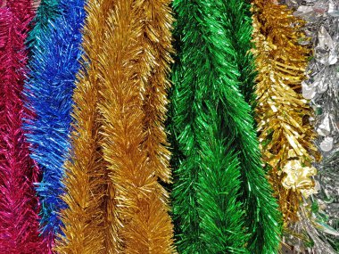 Parlak gökkuşağı renkli Noel folyo Tinsel Garland