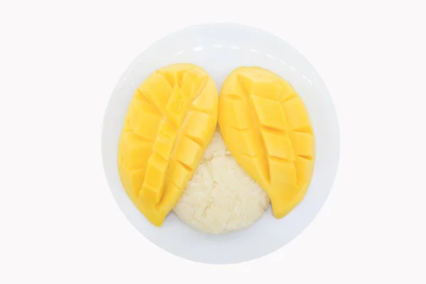 Thai dessert mango on sticky rice and coconut milk — Stock Photo, Image