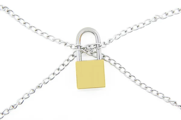 Lock and chain on white background — Stock Photo, Image