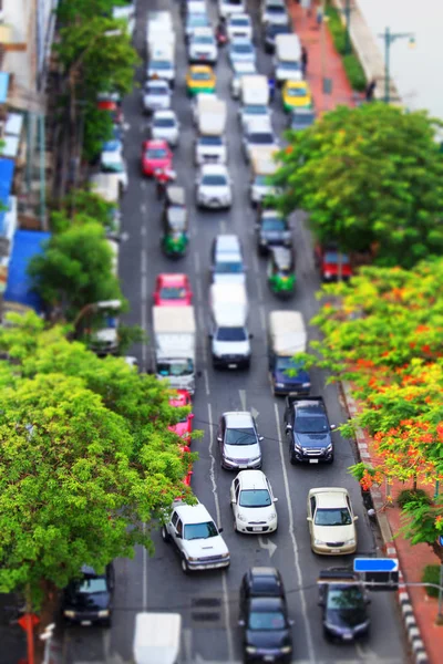 Traffic jam tilt shift stil — Stockfoto