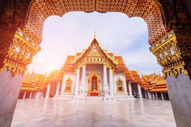 Wat Benchamabophit Dusitwanaram landmark Bangkok, Tayland / Wat Benchamabophit Dusitwanaram dışında 