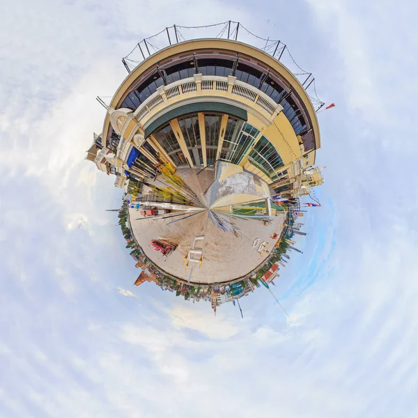 360 panorama of Yodpiman riverwalk shopping mall — Stock Photo, Image