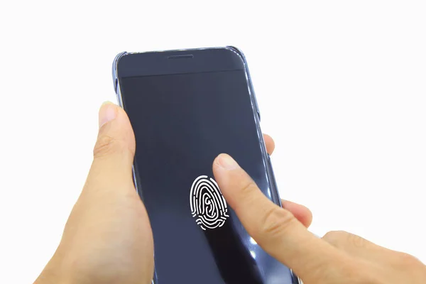 Fingerabdruckscanner Auf Dem Mobilen Bildschirm Direkter Fingerabdruckscanner Auf Dem Bildschirm — Stockfoto