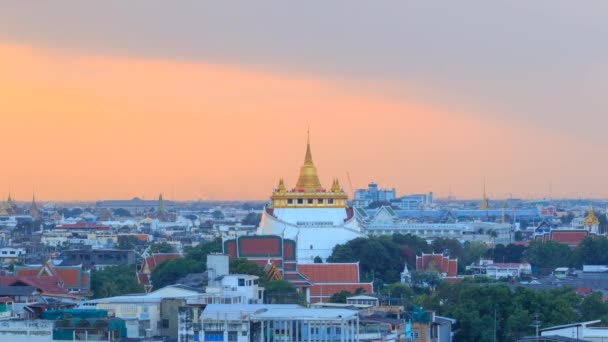 Czas Wygaśnięcia Złota Pagoda Rozciągacza Wat Saket Zachód Słońca Golden — Wideo stockowe