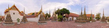 Bangkok, Tayland - 15 Ocak, 2018:360 Panorama, Wat Phra Chettuphon Wimon Mangkhalaram Ratchaworamahawihan (Wat Pho) / Wat Pho genel landmark Bangkok Panoraması