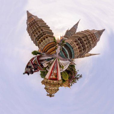 Wat Phra Chettuphon Wimon Mangkhalaram Ratchaworamahawihan (Wat Pho) 360 panorama / daire Wat Pho genel landmark Bangkok Panoraması