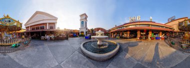 Bangkok, Tayland - 30 Ocak, Asiatique Nehri açık alışveriş merkezi Panoraması 2018:360 